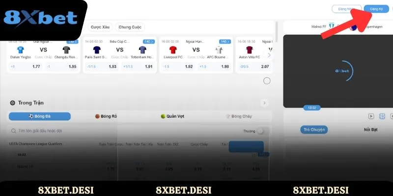 Người chơi cá cược cần phải vào trang chủ để đăng ký 8XBET