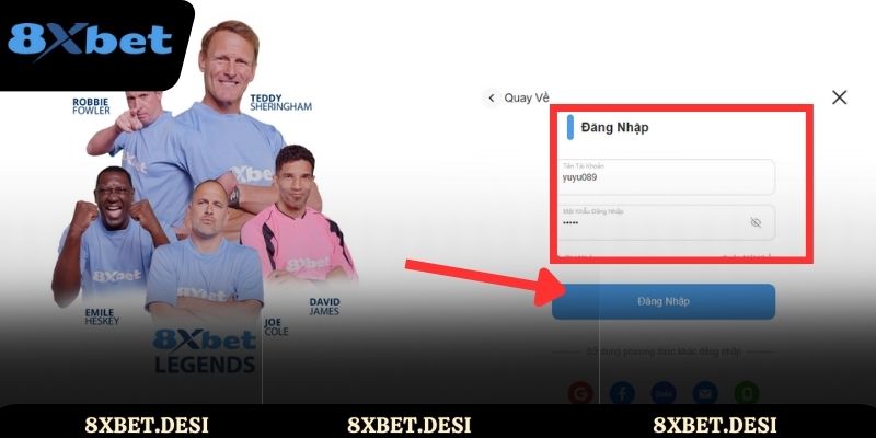 Nhấn để vào mục Đăng nhập