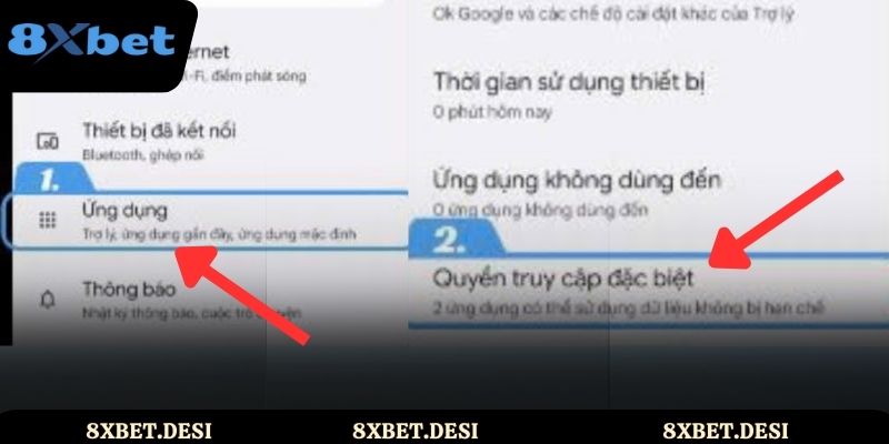 Để tải app 8xbet, người chơi phải tiến hành vào Cài đặt