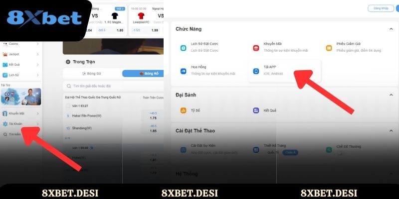Người chơi phải truy cập vào trang chính thức của 8XBET để cài đặt app
